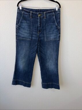 Cabi Dark Wash Cropped Wide Leg Denim Pants